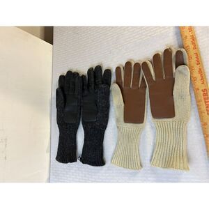 2 ladies driving Large Gloves beige black lot vintage